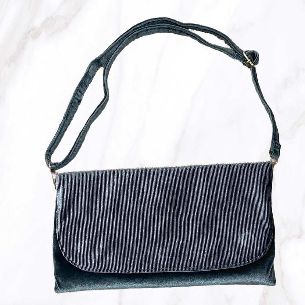 Anthropologie Blue Mid-Size Velvet Crossbody Purse, OS‎